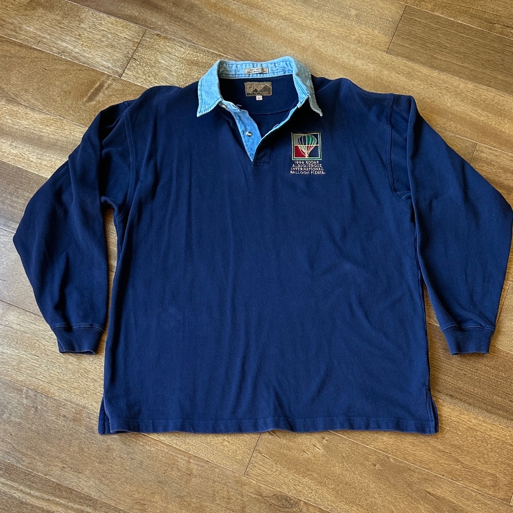 Port Authority Navy Long Sleeve Polo with Balloon Fiesta Logo